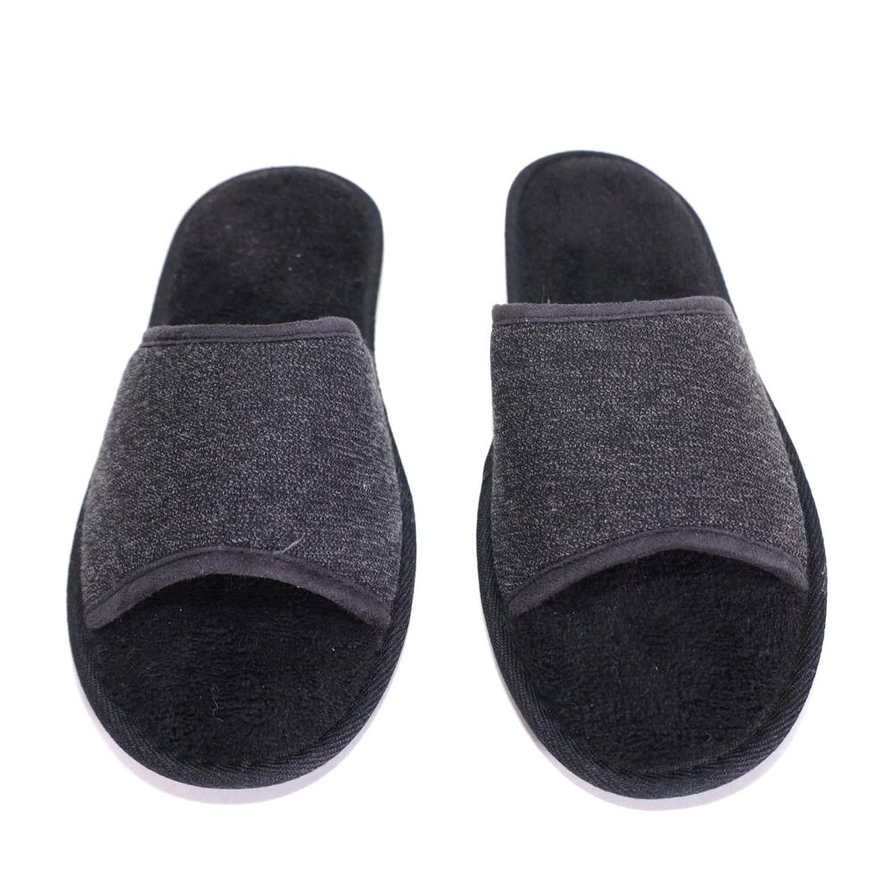Gold Toe Mens Open Toe Memory Foam Slippers - Mens Medium (8-9) - Black - NIB